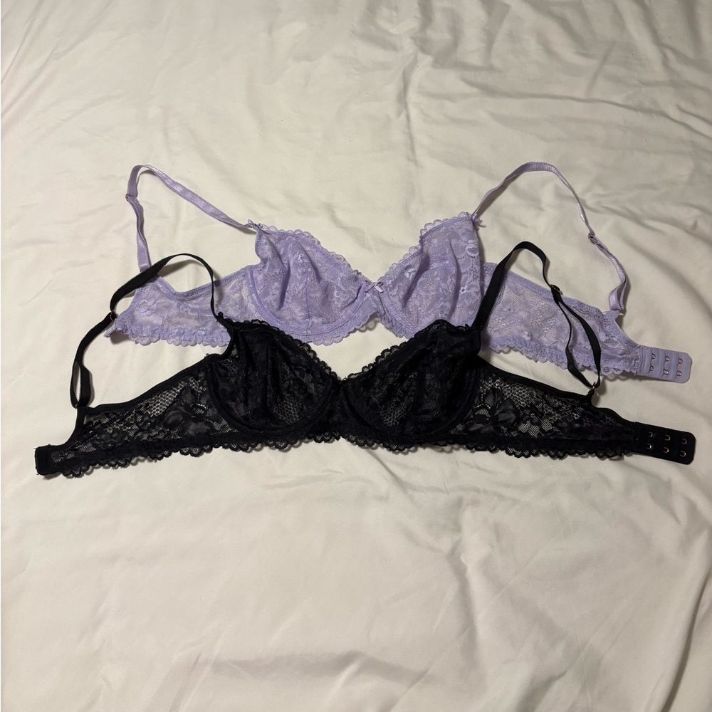 Savage X Fenty Lace Bras - Black and Lavender